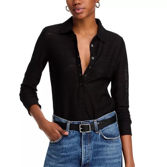 Rag & Bone open knit polo top - Picture 1 of 7